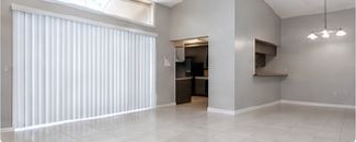 Living room with tile floor